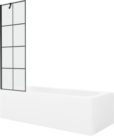 Mexen Vega rechthoekig bad 150 x 70 met ombouw en 1-delige paravanset 60 , zwart patroon - 550115070X9506007077