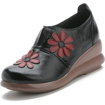Eerste Laag Koeienhuid Moeder Enkele Schoenen Lente en Herfst Etnische Stijl Enkele Schoenen Jurgent Leer Eén Voetstap 40 black