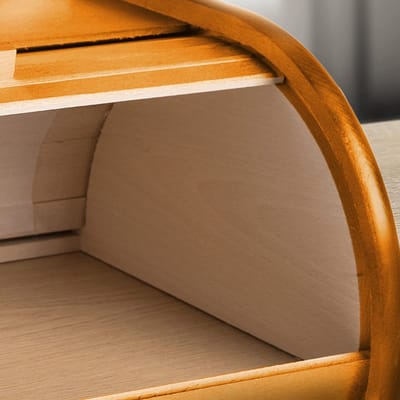 Ruime houten broodtrommel met roldeksel - Broodopslag voor verse broodsoorten - Eco vriendelijke brooddoos met voorklep