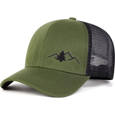 Casquettes en Filet Baseball Broderie Arbres de Montagne Unisexe Printemps Été Extérieur Réglable Casquettes Décontractées Chapeau Pare-soleil Casquette de Sport gray