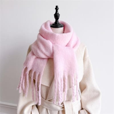 Écharpe d'hiver pour femmes Cachemire Chaud Uni Pashmina Couverture Écharpes Féminine Épaisse Douce Bufanda Grande Frange Châle Poncho Long Écharpe 20x200 cm gray