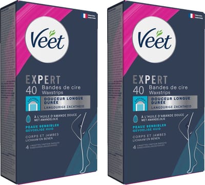 Veet - Expert - Koude Wasstrips - Benen (Sensitive) 40st - 2 Stuks - Voordeelverpakking