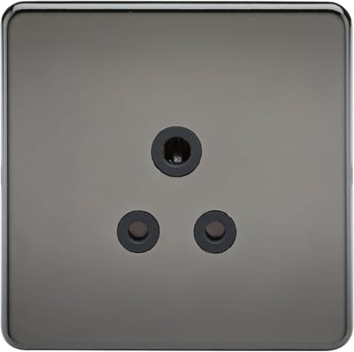 Stopcontact Rond - Socket 5A - Elektrische Aansluiting - Schroefloos Ontwerp - 230 Volt - Zwart Nikkel
