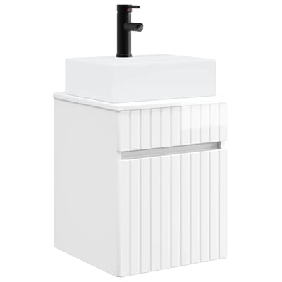 vidaXL - Wandgemaakte - spoelbak - wastafel - Hoogglans - Wit - 39 - x - 41 - x - 62,5 - cm