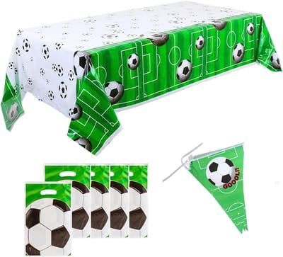 Voetbal Feestset met Rectangulaire Tafelkleed, Vlaggen en Cadeautassen voor Sportieve Bijeenkomsten en Buitenactiviteiten