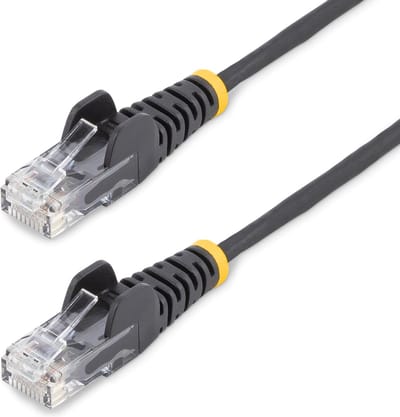 StarTech.com 0.5m CAT6 Cable - Black Slim CAT6 Patch Cord - Snagless - LSZH - patch cable - 50 cm - black - Zwart - 0.5m