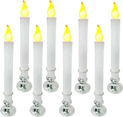 Raamkaarsen LED - Vlamloze Kaarsen - Feestelijke Decoratie - Automatische Sensor - Set van 8 - Zilver