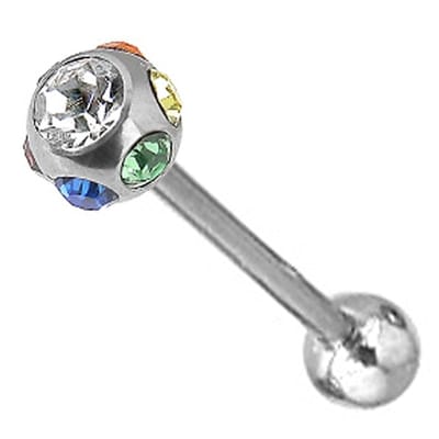 Piercing 5 steentjes 1.6x16 - wit / regenboog - LMPiercings