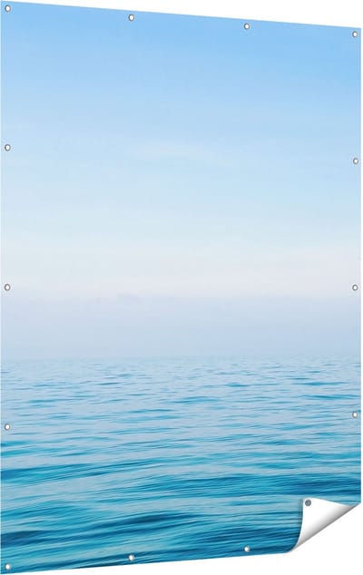 Gards Tuinposter Zee met een Blauw Hemel Achtergrond - 120x160 cm - Tuindoek - Tuindecoratie - Wanddecoratie buiten - Tuinschilderij