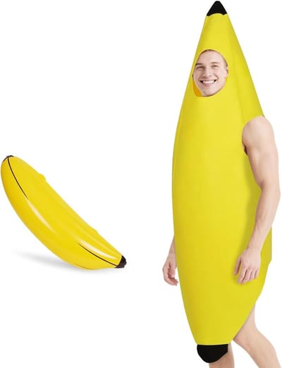 Grappig Bananen Kostuum voor Volwassenen - Opblaasbare Banaan voor Halloween en Feestjes, Unisex Fruit Cosplay Outfit