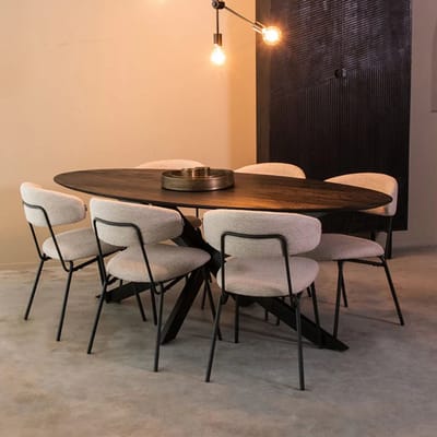 Ovale Eettafel Zwart Mangohout 210×100/240×100 - Zwart - Novihome