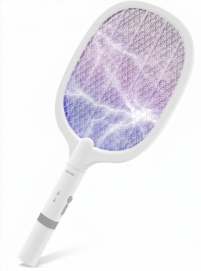 QIN® Elektrische Vliegenmepper - Electrische Vliegenmepper - Oplaadbare Vliegenmepper - Wit - 42cm x 22cm x 3cm