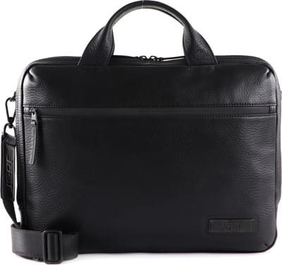 JOST Leren Afzonderlijke gevallen Laptoptas met laptopvak Stockholm Business Bag Black Zwart