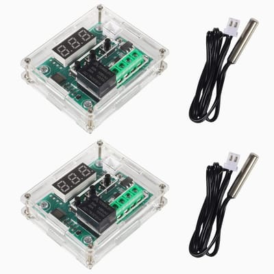 Dailygoody - Digitale mini-thermostaat - Temperatuurregelaar - Betrouwbaar en stabiel - Rood - Temperatuurmeetbereik - Geschikt voor verwarming en koe..