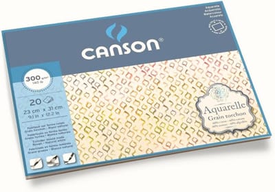 Aquarelpapier blok rondom gelijmd, 23 x 31 cm, 20 vellen, 300 g/m², grof korrel