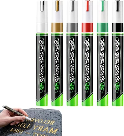 Grafsteenletters Set - Tekststiften Herdenking - Inscripties Opknappen - Waterdichte Formule - 6 Stuks - Wit Goud