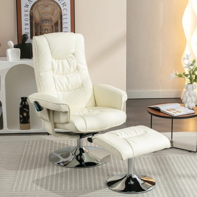 Sweiko Massagestoel - met Hocker - PU - Afstandsbediening - 5-puntsmassage - Beige