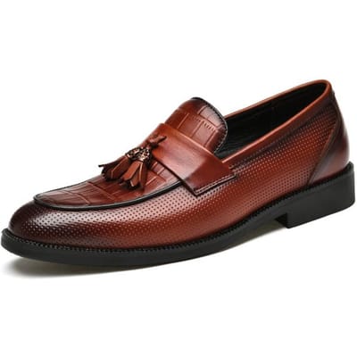 Luxe Heren Casual Schoenen Kwastjes Oxford Schoenen Voor Heren Comfortabele Slip On Loafers Man Topkwaliteit Echt Leer Formeel Kleding Schoenen 36 bruin