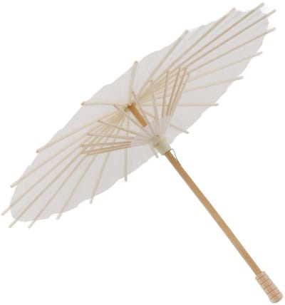 Dailygoods- Papieren Parasol Wit - Massief Houten Parasolbotten - Kunstdecoratie - Fotografie Rekwisieten - Romantisch en Elegant - 28CM - Paraplu