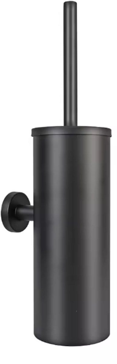 Toiletborstel met Houder Wandmontage – Matzwart RVS – 35 cm - Toiletborstelhouder