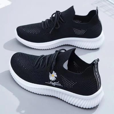 Dames Tennisschoenen Zomer Dames Tennisschoenen Hete Uitverkoop Groot Luchtdoorlatend Mesh Veelzijdig Hol Ademend Gym Sportschoenen Casual Schoenen 36 black