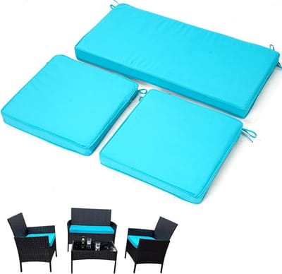 Vervangende Kussens - Tuinkussens Set - Buitenmeubilair - Zeer Elastische Spons - 36x18 & 18x18 Inch - Meerblauw