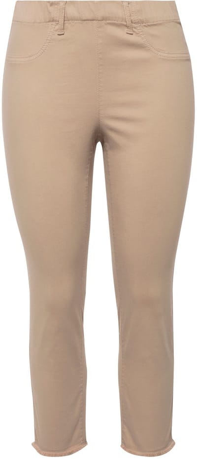Ulla Popken - Dames - 7/8-broek Sienna gerafelde zoom smalle pijpen - Donker kiezel - Maat 62