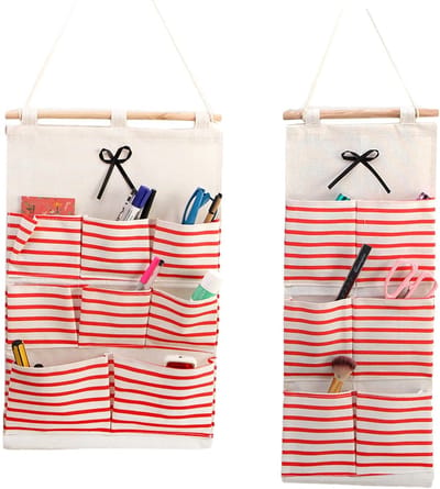 Dailygoody - Hangende Muurdeurorganizer - Opbergtas voor Deur - Ruimtebesparend en praktisch - Rood - Organizer voor Slaapkamer en Kantoor - 2 Stuks