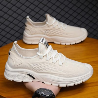 Zomer Flyknit Herenschoenen Nieuwe Ademende Mesh Bovenwerk Schoenen Heren Trendy Sneakers Lichtgewicht Heren Casual Schoenen 44 gray