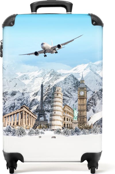 NoBoringSuitcases.com - Vakantie koffer vliegtuig - 55x40x20 cm/55x35x25 cm - Carryon luggage - Trolley handbagage rolkoffertje - Valiezen met wieltjes volwassenen - Handkoffer cabine valise - Reiskoffer op wielen - Rolkoffer lichtgewicht fotokoffer
