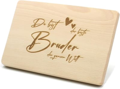 Ontbijtplankje Broer - Eetplank Hout - Brood Snijden - Met Gravure - 23x15x1.5 cm - Natuurlijk Hout
