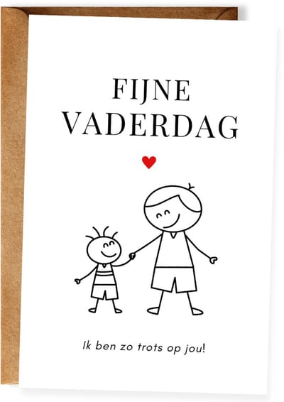 Fijne Vaderdag - Vaderdagkaart - Lieve kaart vader en kind - Vaderdagcadeau papa - Wenskaart vader - Ansichtkaart (10x15 cm incl. envelop)