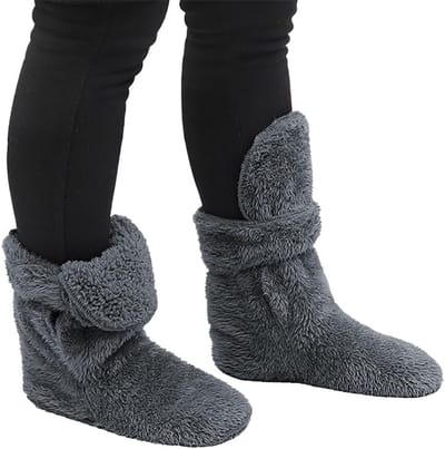 Dames Pluche Vloersokken Huispantoffels (maat 41-43) - Winter Voetwarmer Met Teenbescherming - Ankelhoog Slip-on - Thuis Casual Voetbedekking