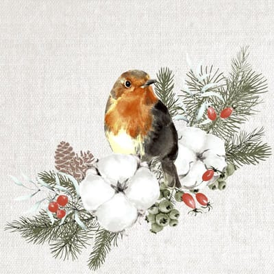 Duni servetten kerst Robin Forest 24x24cm sfeervolle tafeldecoratie.