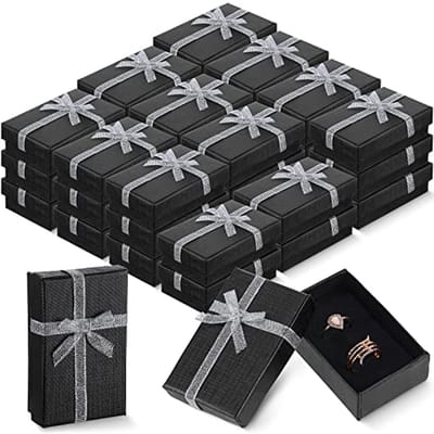 36 Lege Geschenkdozen van Karton met Deksel en Lint voor Sieraden - Zwart