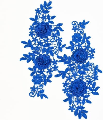 Elegante Wateroplosbare Borduurkant Patches met Bloemen voor Bruidsjurken en Kostuums - Handgemaakte Applicaties en Kraagdecoraties
