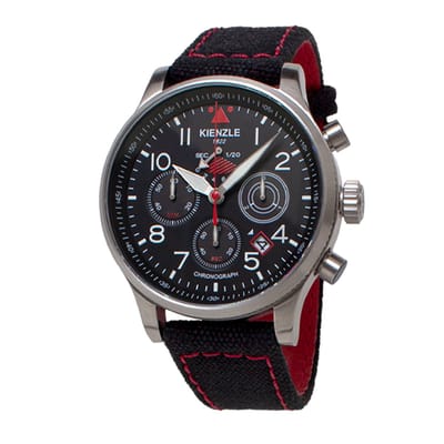 KIENZLE Horloge - Reisen - Quarz Chrono KC408A - Wijzerplaat Zwart - Sportief Elegante Zwarte Polsband