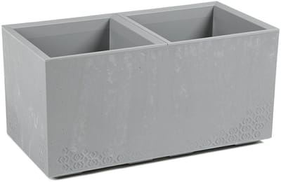 HowHomely Betonique Serie - Rechthoekige Bloempot - Grijs - Imitatie Beton - Op Wielen