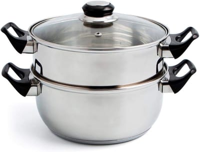 Ploutos® Stoompan Inductie - Elektrische Stoomkoker - Stoompa - Zilver - 33cm x 26cm x 16cm