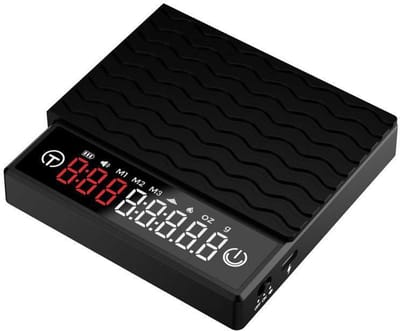 Mini Digitale Koffie Weegschaal met Timer en LED Display (0,1g–2kg) – Oplaadbaar (400mAh), Compact (95×68mm), met Anti-slip Mat, Ideaal voor Filterkoffie en Espresso