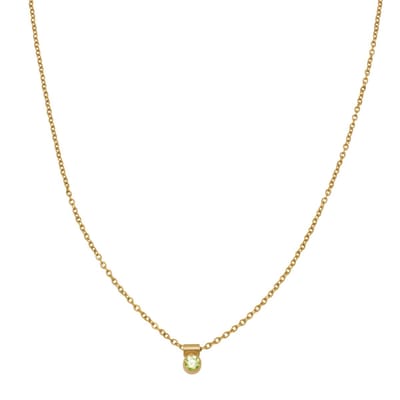 Essenza Round Light Green Charm Necklace Gold