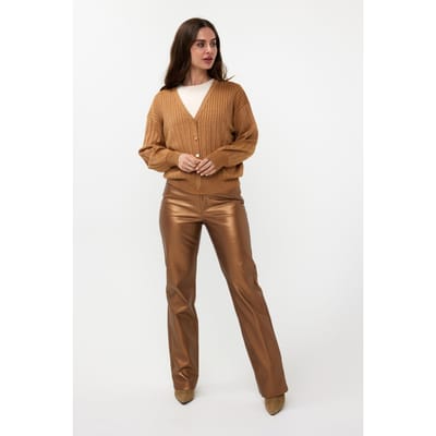 EsQualo Cardigan Rib Lurex Caramel Größe: S | Jacken Outlet | Damen | Braun