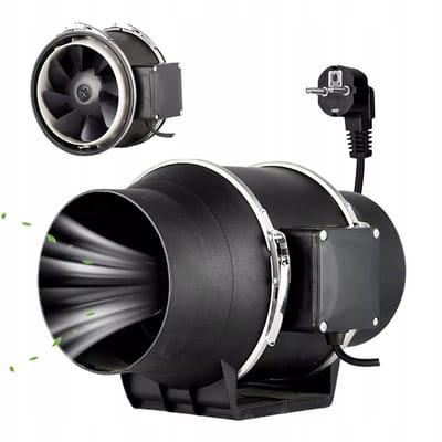 Kanaalventilator - Buisventilator - Afzuigventilator - 40W Stille Ventilator - 95mm - 220m³/h & ABS Waterdicht - Voor Kas, Hydrocultuur & 3D-printer