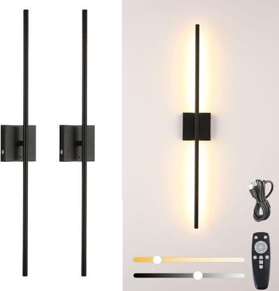 Oplaadbare Wandlamp met Afstandsbediening - Dimbare LED Muur Lamp met Timer en 360° Rotatie - Set van 2
