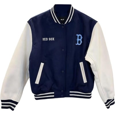 MLB Boston Red Sox Ademend Casual Veelzijdig Lange Mouwen Katoenen Jas Damesjassen 3FJP99901-50NYS M white
