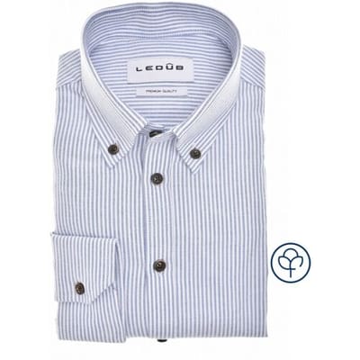 Ledûb Overhemd Slim Oxford Button-Down Vertical Stripe Midden Blauw / male