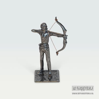 Beeldje Boogschutter - Tin - jubileum geschenk - trofee boogschieten - miniatuur boogschutter - beroepen beeldje