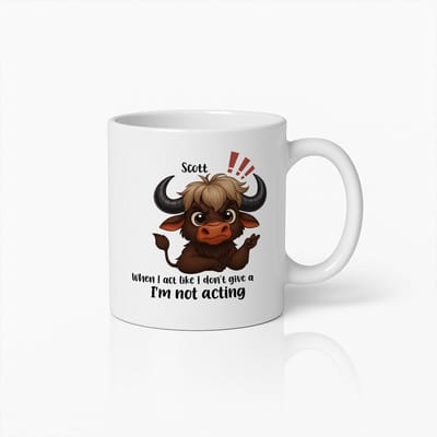 Gepersonaliseerde Scott Grappige Stier Mok – Unieke "Ik Doe Niet Alsof" Koffiebeker Cadeau
