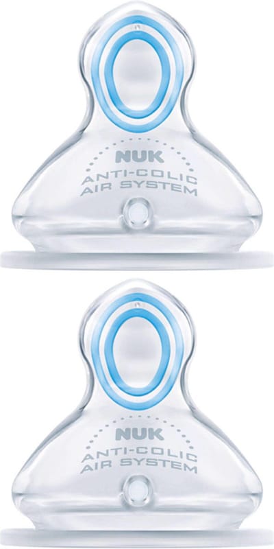 NUK | First Choice | Anti Colic flesspeen siliconen | Air System | 0-6 maanden |2 stuks L