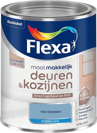 Flexa - Mooi Makkelijk Deuren & Kozijnen Zijdeglans - Vol Oceaan - Mengverf - 750 Ml